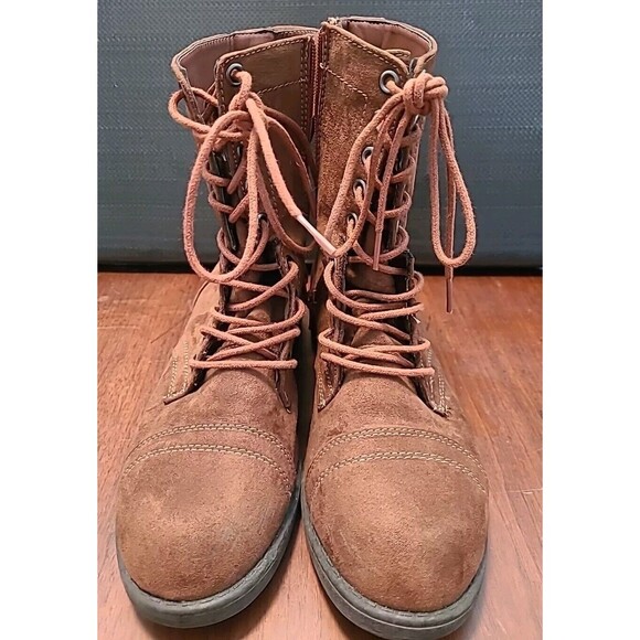 Bongo Women's Nadia Ankle Boots Brown Zipper lace up size 9m Used - Picture 1 of 9
